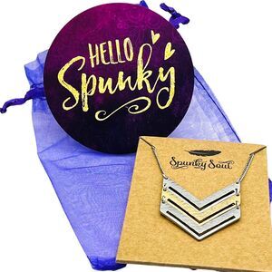 Spunky Soul Necklace Womens Silver Tone Metal Chevron Shaped Lobster Clasp Chain